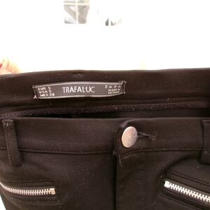 Zara Black Skinny Trousers with Zipper Detail